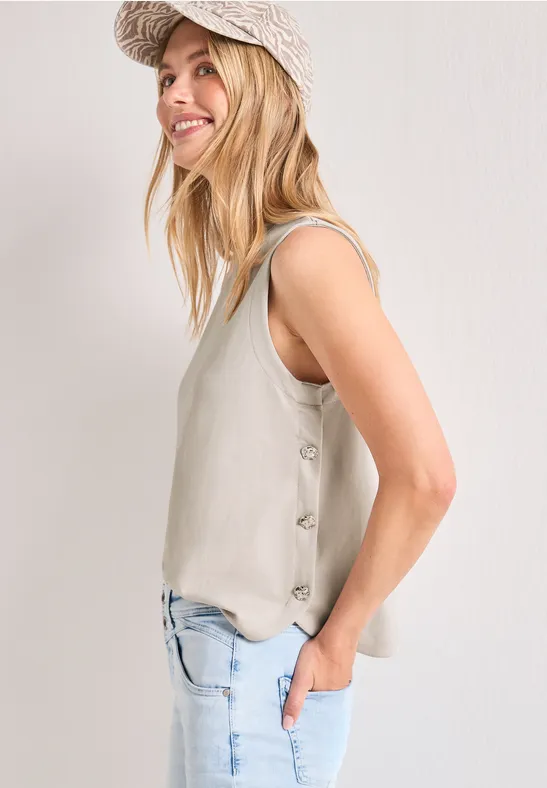 Top mit seitlichen Knopfdetails female Beige