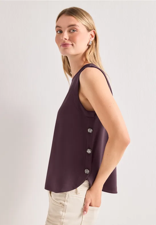 Top mit seitlichen Knopfdetails female Rot