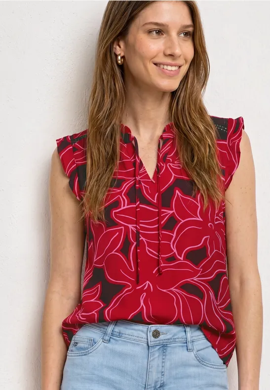 Top mit Strukturmix und Crochet-Details