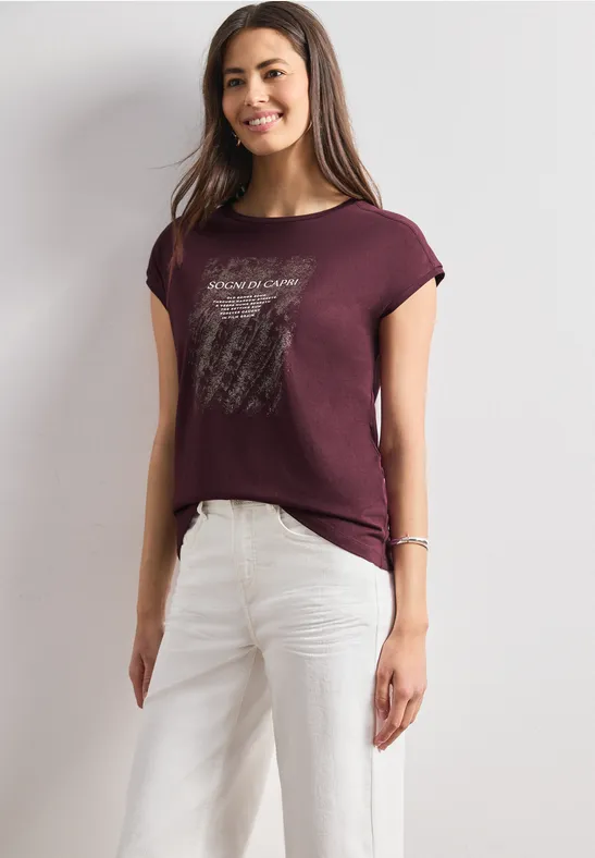 Dropped Shoulder Shirt mit Artwork female Rot