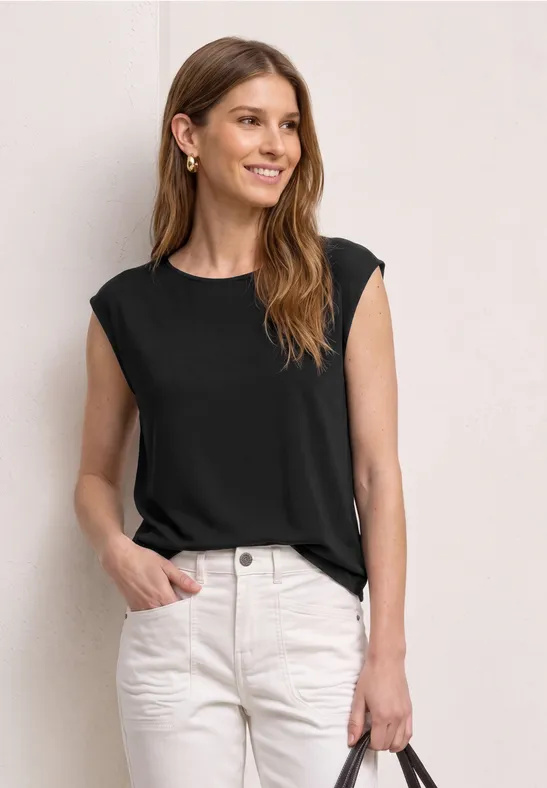 Dropped Shoulder Shirt mit U-Boot-Ausschnitt female Schwarz