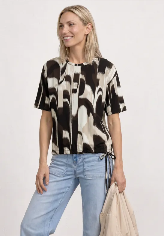 T-Shirt mit Rundhals und Tunnelzug female Braun