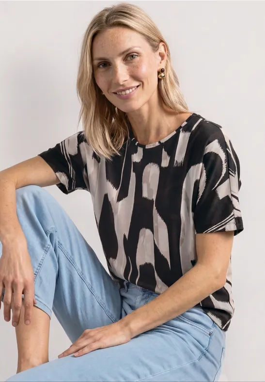 Kurzarm Shirt mit Rundhals und Print