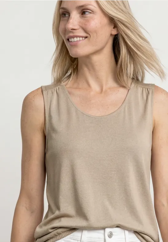 Top aus Jersey mit Elastiksaum