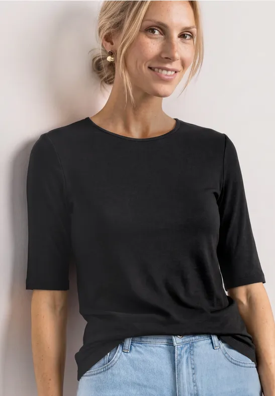 Basic T-Shirt mit Rundhals in Unifarbe