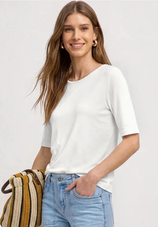 Basic T-Shirt mit Rundhals in Unifarbe