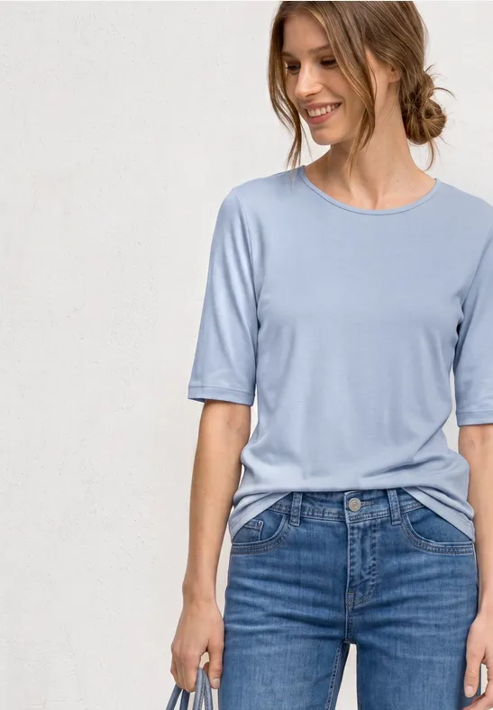 Basic T-Shirt mit Rundhals in Unifarbe