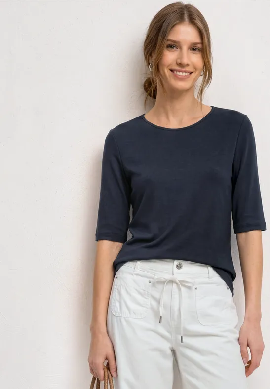 Basic T-Shirt mit Rundhals in Unifarbe