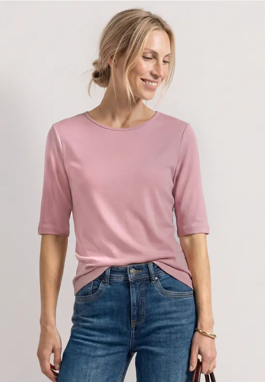 Basic T-Shirt mit Rundhals in Unifarbe