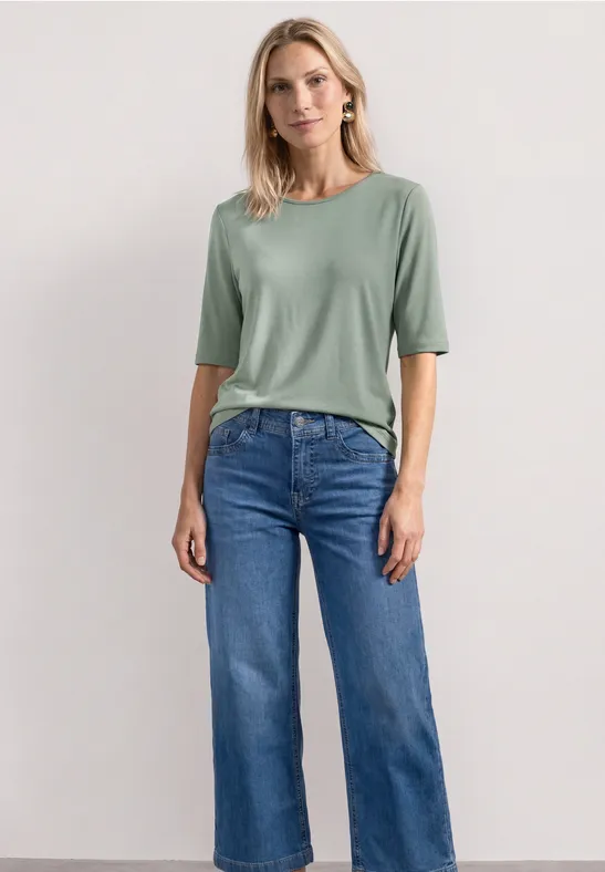Basic T-Shirt mit Rundhals in Unifarbe