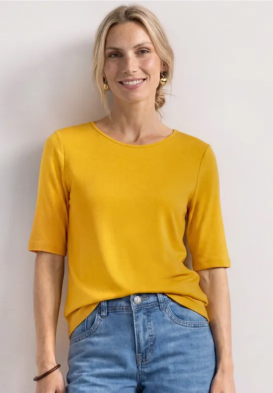 Basic T-Shirt mit Rundhals in Unifarbe