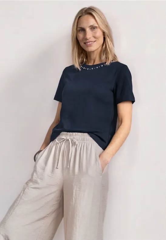 T-Shirt mit Rundhals und dekorativen Details