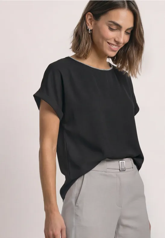 2-in-1 Shirt aus Chiffon mit Boat Neck