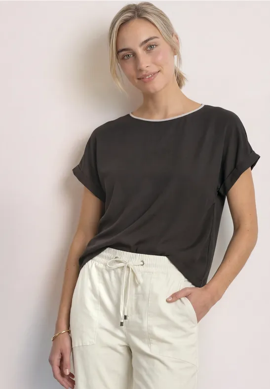 2-in-1 Shirt aus Chiffon mit Boat Neck