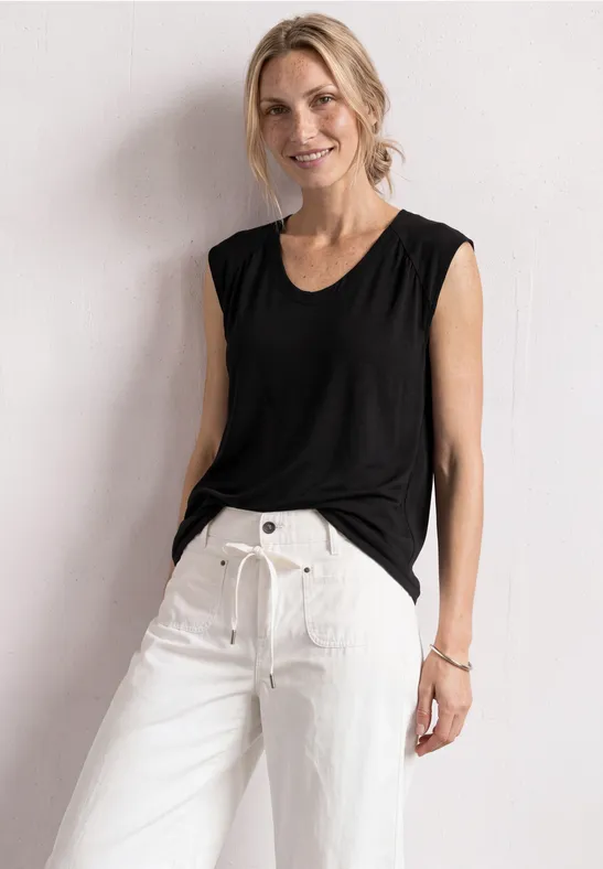Dropped Shoulder Shirt mit Elastiksaum