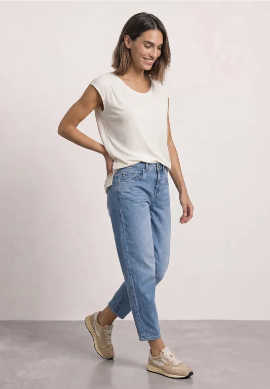 Dropped Shoulder Shirt mit Elastiksaum