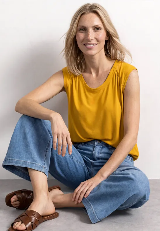 Dropped Shoulder Shirt mit Elastiksaum