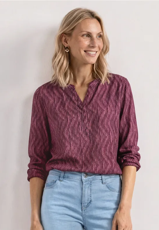 Arm Shirt mit Split Neck und Print female Pink