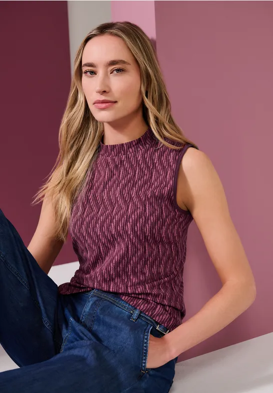 Top mit Turtle Neck und Print