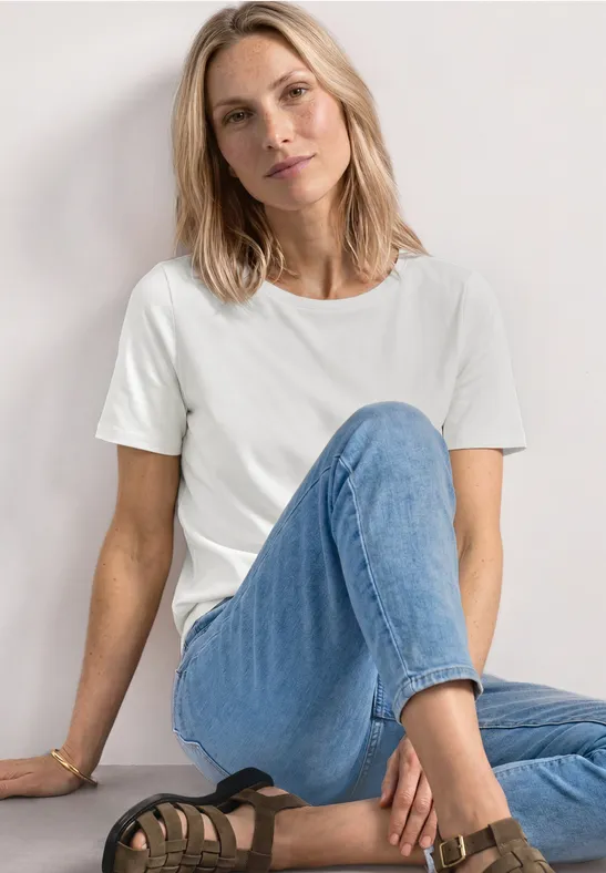 Basic T-Shirt mit Rundhals in Unifarbe