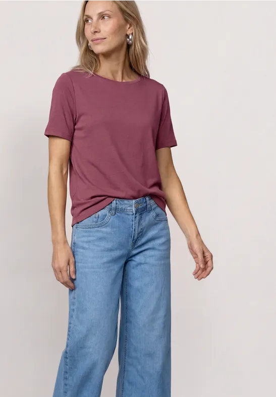 Basic T-Shirt mit Rundhals in Unifarbe