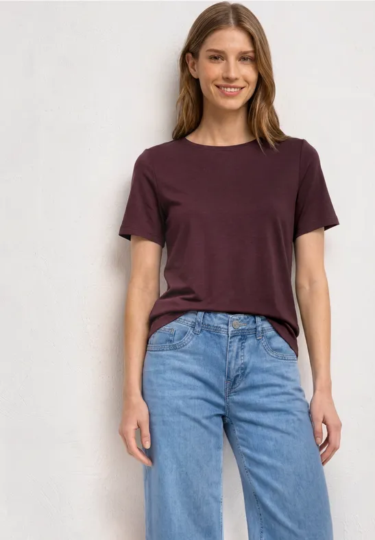 Basic T-Shirt mit Rundhals in Unifarbe
