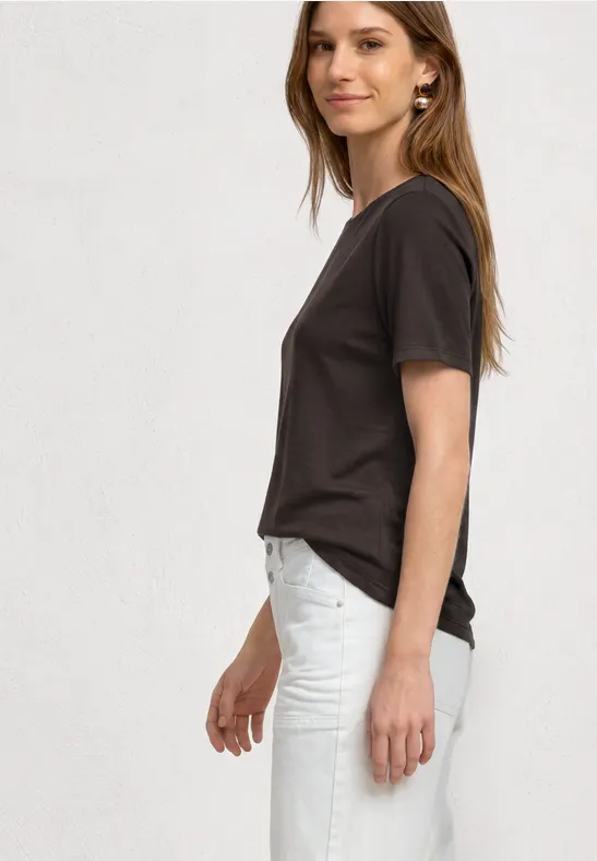 Basic T-Shirt mit Rundhals in Unifarbe