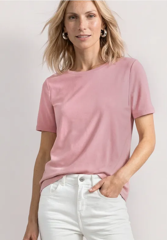 Basic T-Shirt mit Rundhals in Unifarbe