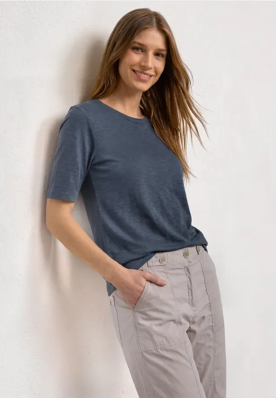 Basic T-Shirt mit Rundhals in Unifarbe