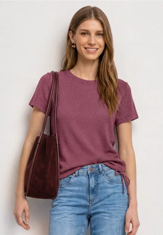 Basic T-Shirt im Strick-Look mit Rundhals