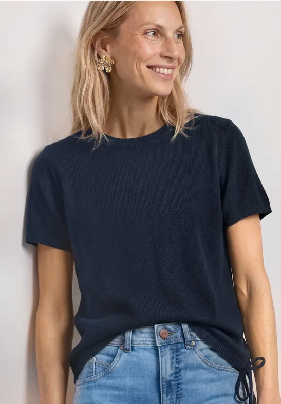 Basic T-Shirt im Strick-Look mit Rundhals