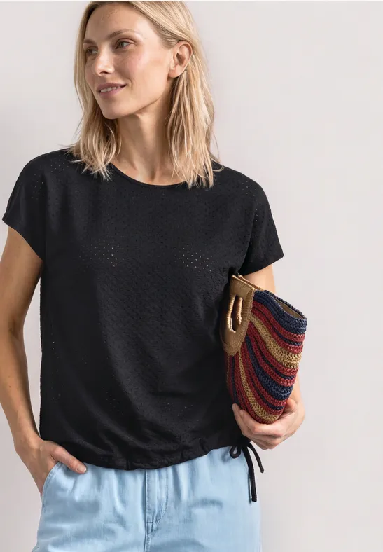 T-Shirt aus Spitze mit Rundhals