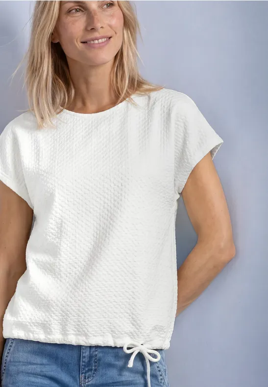 T-Shirt aus Spitze mit Rundhals