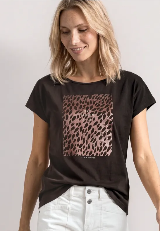 T-Shirt mit Rundhals und Foliendetails