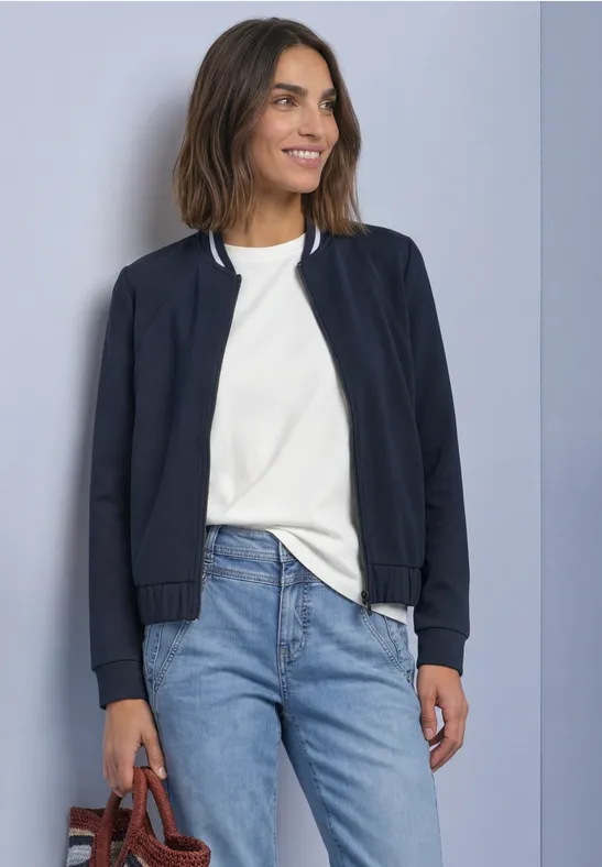 Langarm Jacke im Silk-Look mit Zipper