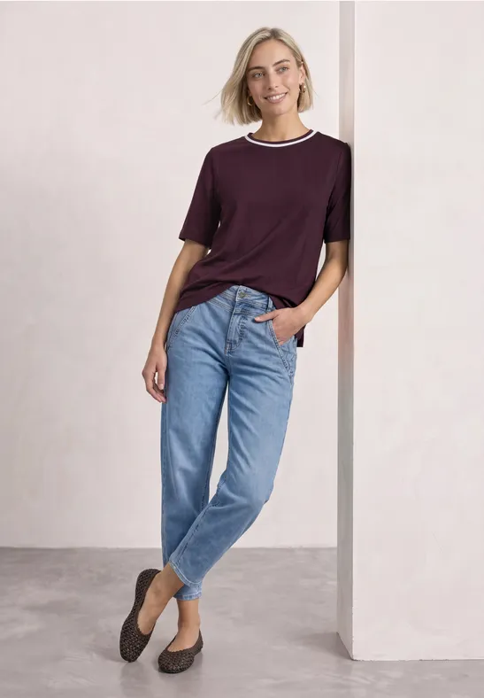 T-Shirt mit Rundhals und Kontrastdetail