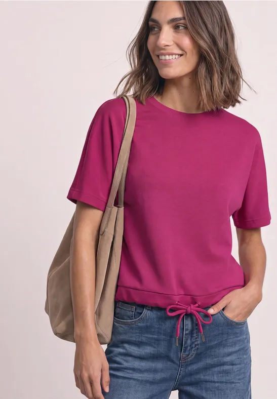 T-Shirt mit Rundhals im Silk-Look