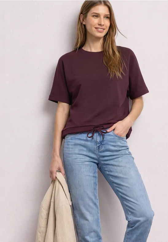 T-Shirt mit Rundhals im Silk-Look