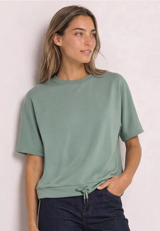 T-Shirt mit Rundhals im Silk-Look
