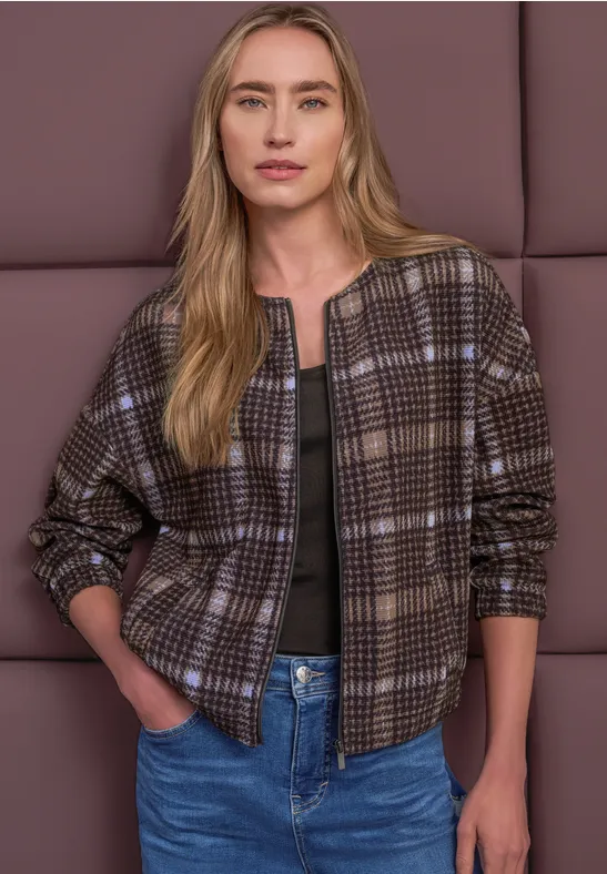 Jacke mit Rundhals und Cord-Struktur