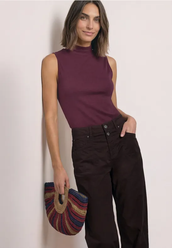 Top im Silk-Look mit Turtle Neck