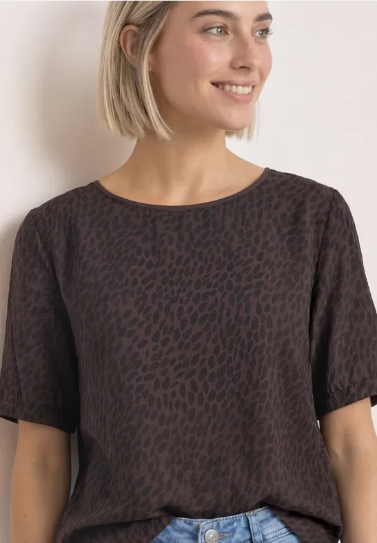 T-Shirt mit Rundhals und Strukturmix