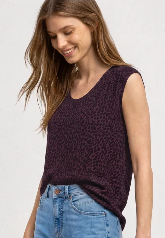 Leo-Shirt mit Boat Neck und Elastikbund