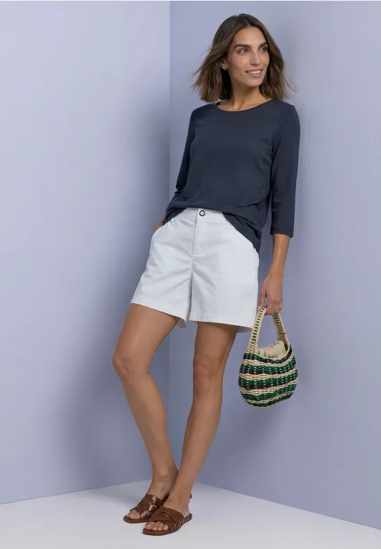 3/4-Arm Shirt mit U-Boot-Ausschnitt