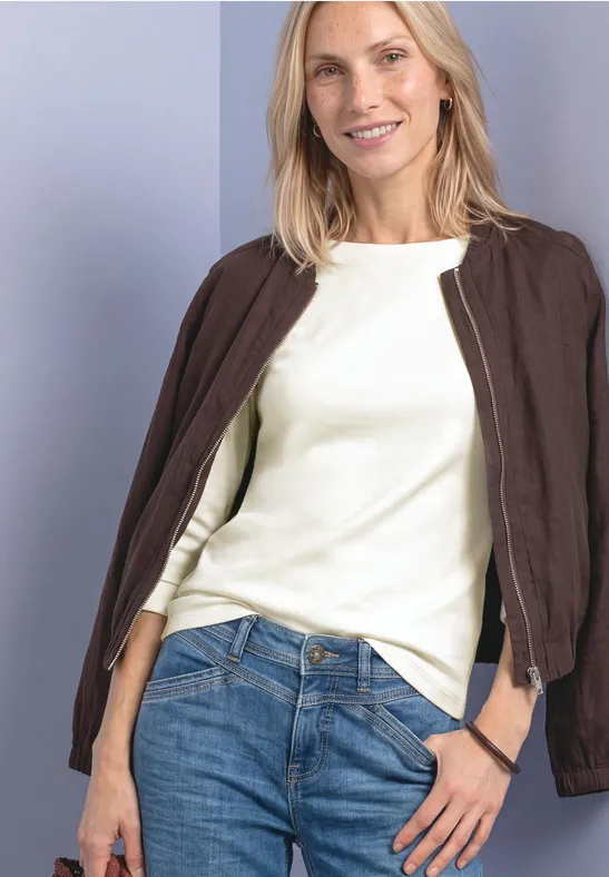 3/4-Arm Shirt mit U-Boot-Ausschnitt