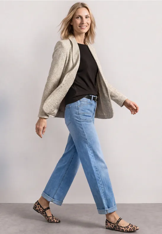 3/4-Arm Shirt mit U-Boot-Ausschnitt
