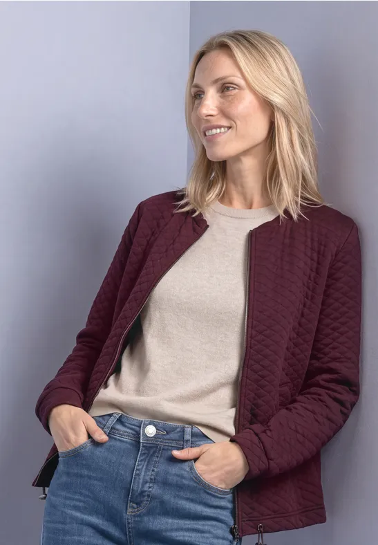 Jacke mit Rundhals und Struktur