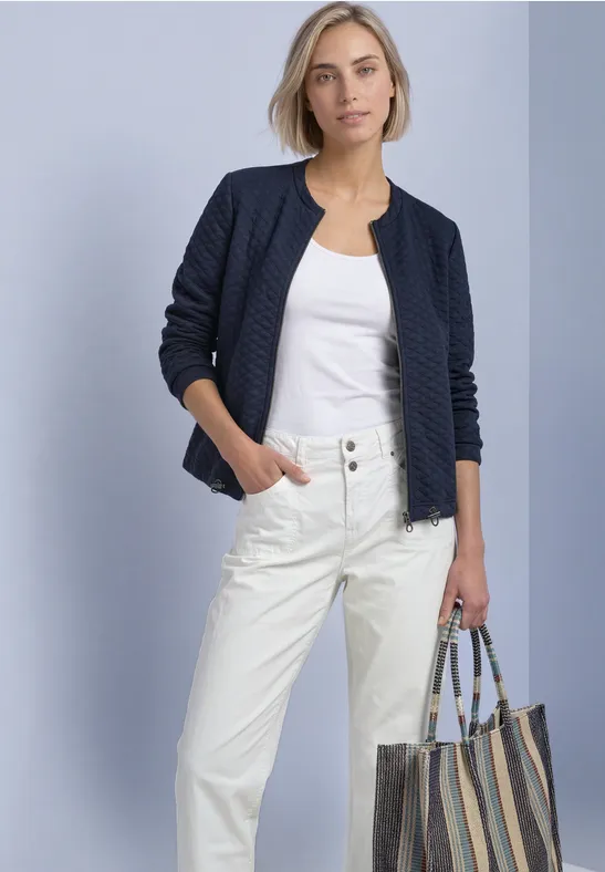 Jacke mit Rundhals und Struktur