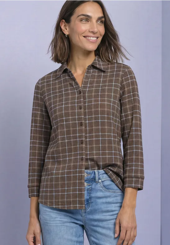 3/4-Arm Shirt aus Jersey im Blusen-Look