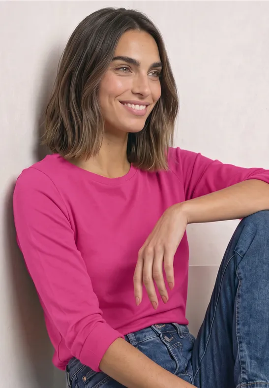 Langarm Shirt mit U-Boot-Ausschnitt